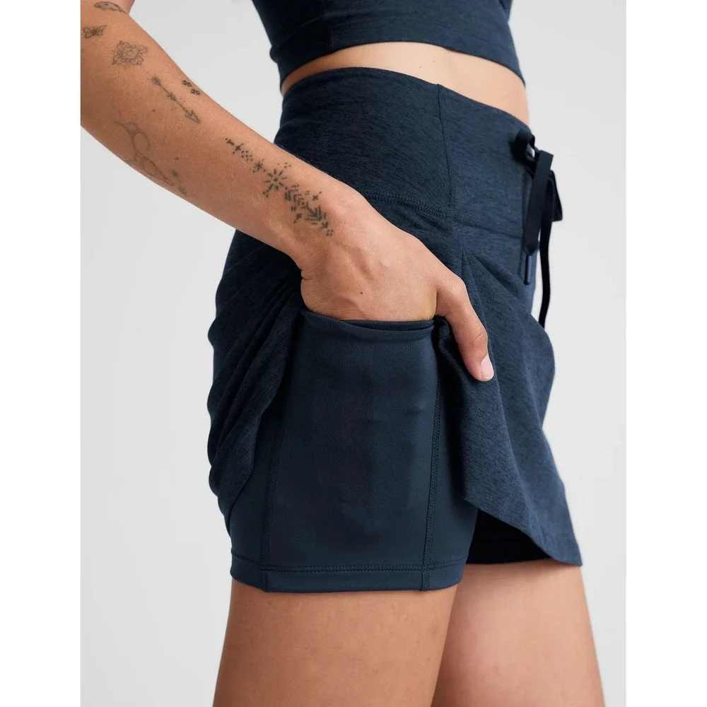 NWT Beyond Yoga Spacedye Go Pocket Skirt Nocturnal Navy Size XL Skort